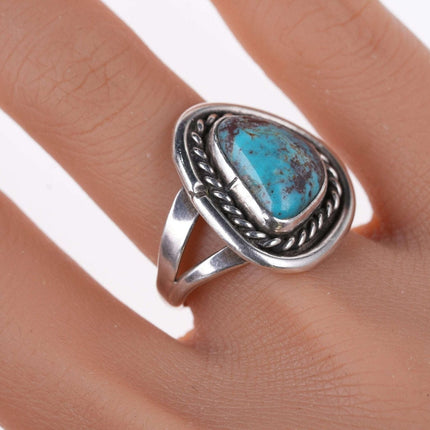 sz7.25 Vintage Navajo sterling and turquoise ring Bisbee?