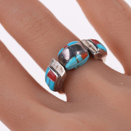 sz5 Vintage Zuni channel inlay sterling spinner ring