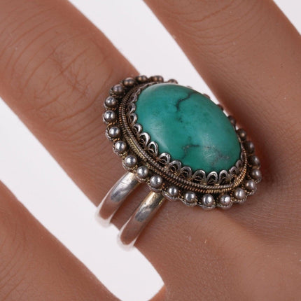 Adjustable Vintage Chinese Silver and turquoise ring