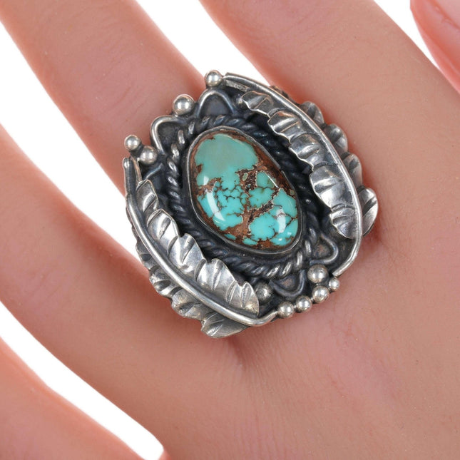 sz7.25 Vintage Native American silver and turquoise ring