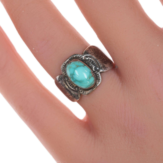 sz7.5 30's-40's Navajo silver and turquoise ring