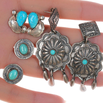 3 pr Simplicio Zuni and other Native American sterling earrings