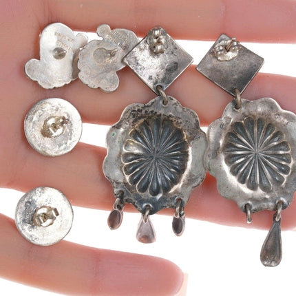 3 件 Simplicio Zuni 和其他美洲原住民純銀耳環