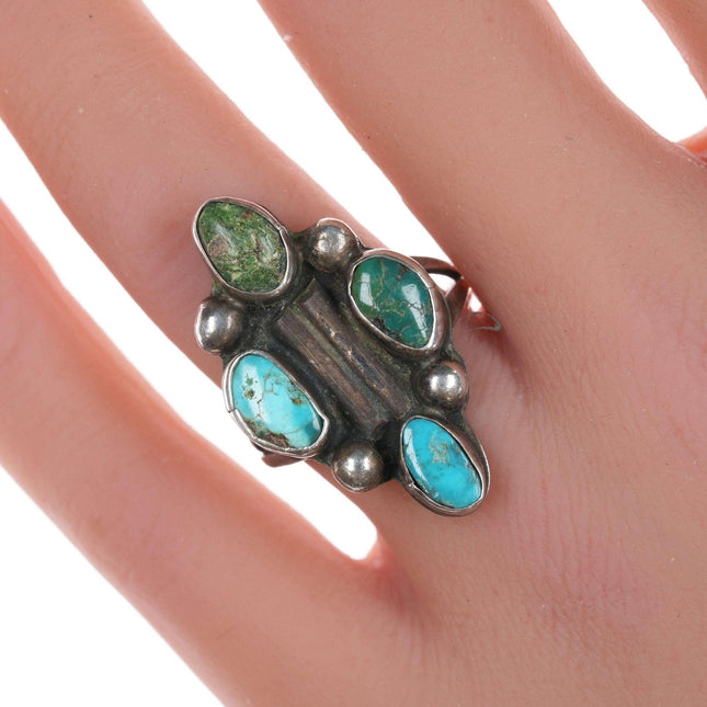 sz8 30's-40's Navajo silver and turquoise ring
