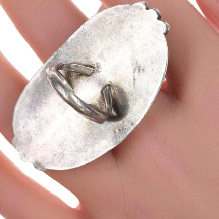 Gr. 5,75 Langer Ring aus Navajo-Silber und Türkis