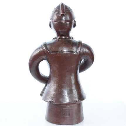 Antique Japanese Bizen Pottery Soldier Figure