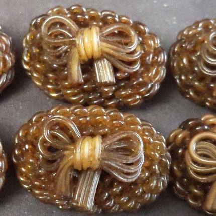 c1950 extruded celluloid Large Hand Made early Plastic Buttons Bows 1 3/8" x 7/8