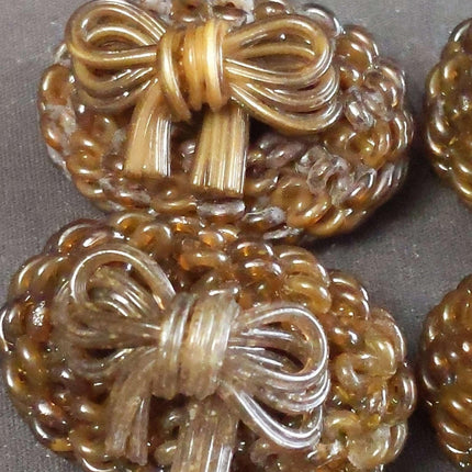 c1950 extruded celluloid Large Hand Made early Plastic Buttons Bows 1 3/8" x 7/8