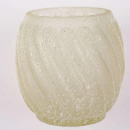 um 1900 Northwood Reverse Swirl Frit Zahnstocherhalter aus Vaselineglas