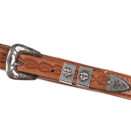 Vintage sterling/gold filled Hand engraved ranger belt buckle set
