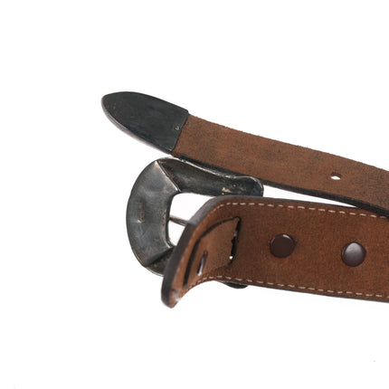 Vintage sterling Hand engraved ranger belt buckle set