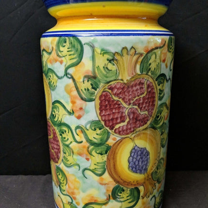 13.5" Skyros Pomegranate Canister Large Size Discontinued Hand Painted