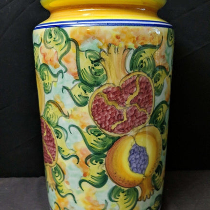 13.5" Skyros Pomegranate Canister Large Size Discontinued Hand Painted