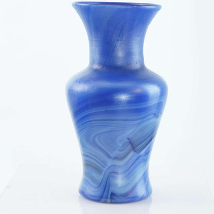 c1920 American Imperial Lead Lustre Cobalt Iridescent Swirled Vase