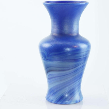 c1920 American Imperial Lead Luster Cobalt Iridescent Swirled vase