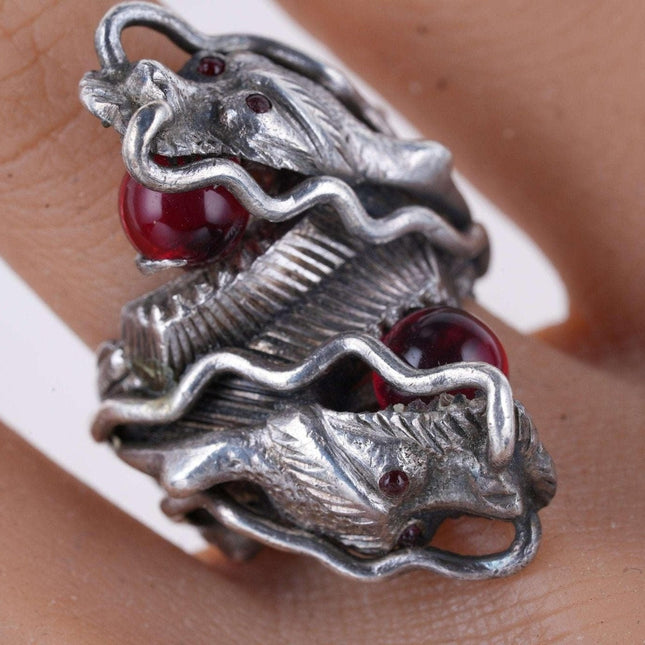 sz6.75 Antique Chinese Silver Dragon ring