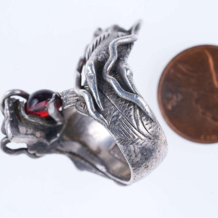 sz6.75 Antiker chinesischer silberner Drachenring