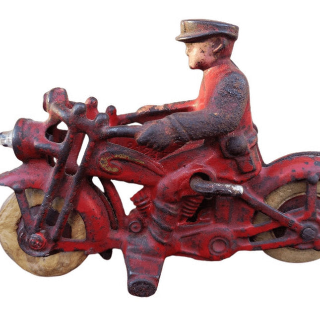 c1930 Hubley Gusseisen Roter elektrischer Motorradscheinwerfer 6,25" x 4,25" hoch