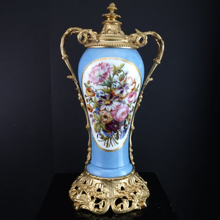 c1870 Old Paris Porcelain Bronze mounted Urn/ Oil lamp base