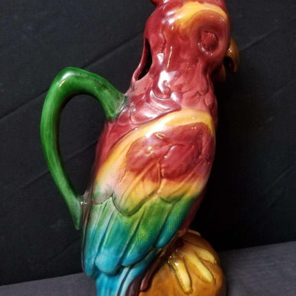 c1920 Faiencerie St. Germain French Parrot Jug 11.25"