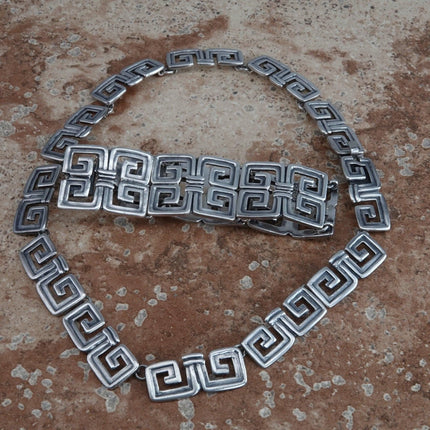 1950's Margot De Taxco 5112 Geometric Bracelet and Choker necklace  Mexican ster