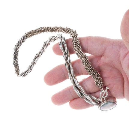 重型纯银 Michael Dawkins 项链搭配 Mabe 珍珠吊坠