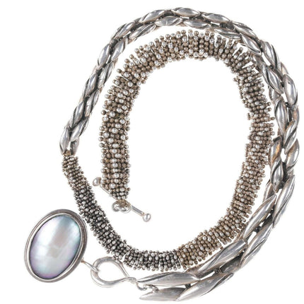 Heavy Sterling Michael Dawkins Choker with Mabe pearl pendant