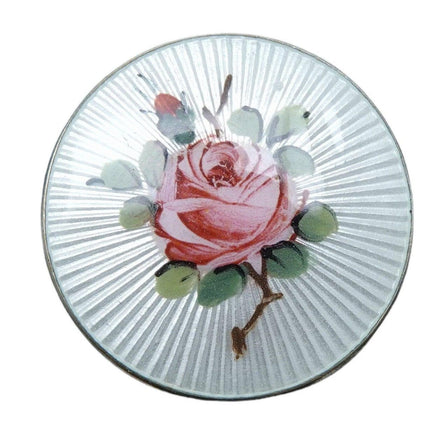 1940s Art deco Guilloche enamel Rose Brooch 1 1/8"