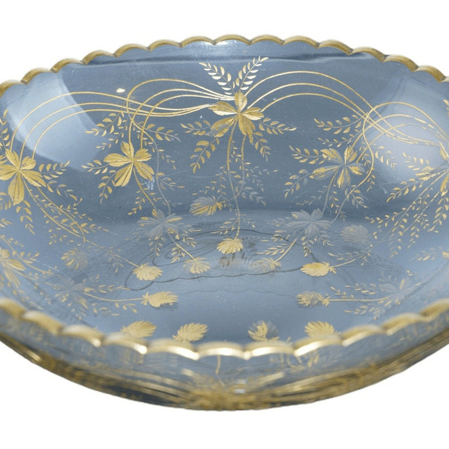 Antique Moser gilt/engraved crystal bowl