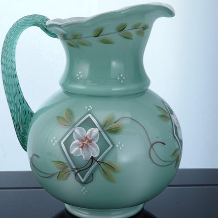 Bill Fenton Diamond Jubilee Green Cased glass pitcher