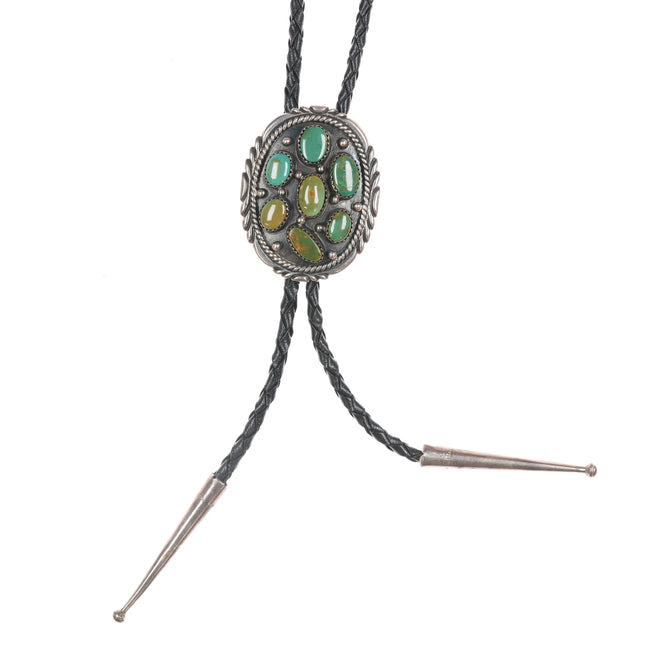40" James Rogers Shop Albuquerque NM Sterling and turquoise cluster bolo tie