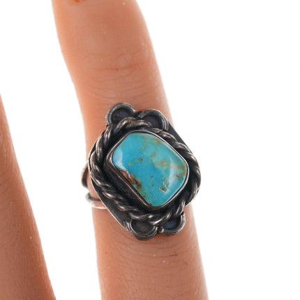 sz3 Vintage Native American Sterling and turquoise ring