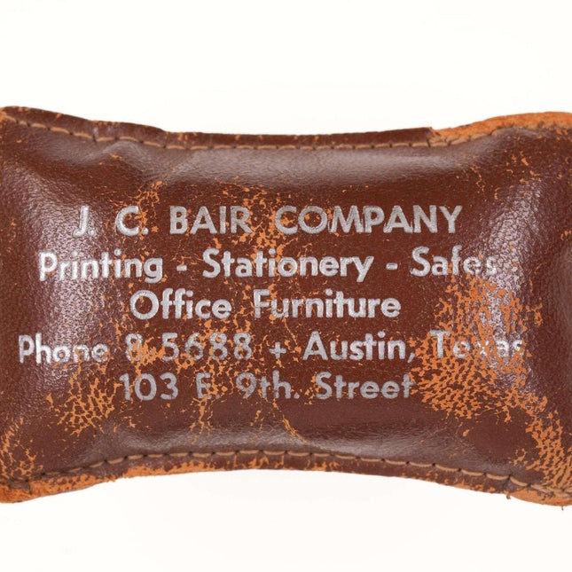 c1920's Austin Texas Advertising leather paperweight