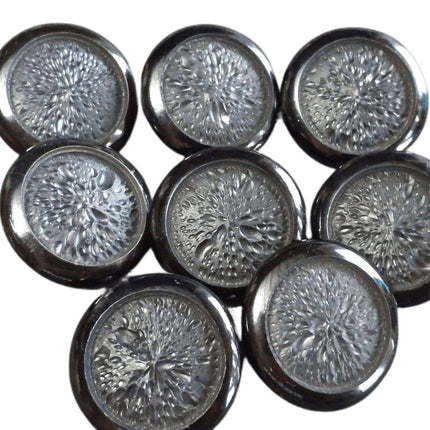 c1940 Carved Wood Enamel Large Coat Button Set (6) 1 3/8"