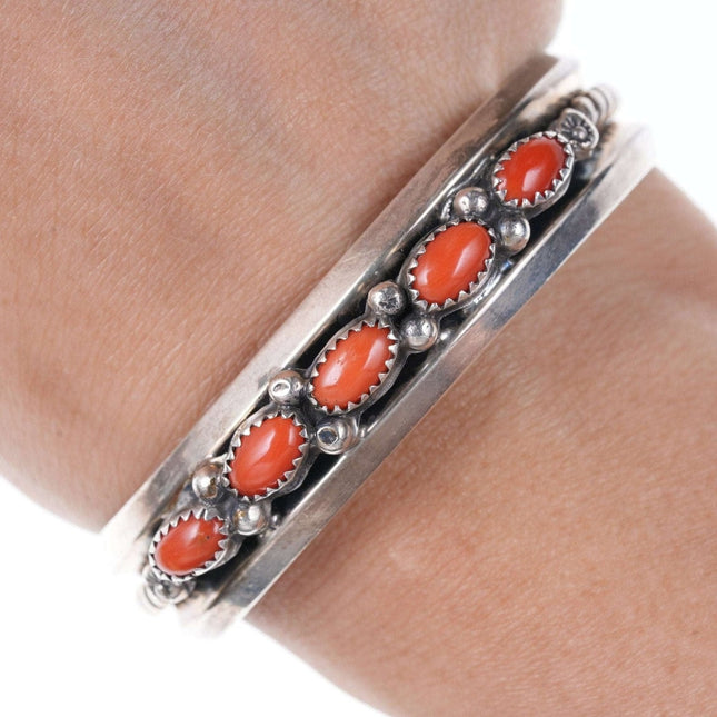 Vintage Navajo Sterling Mediterranean coral bracelet
