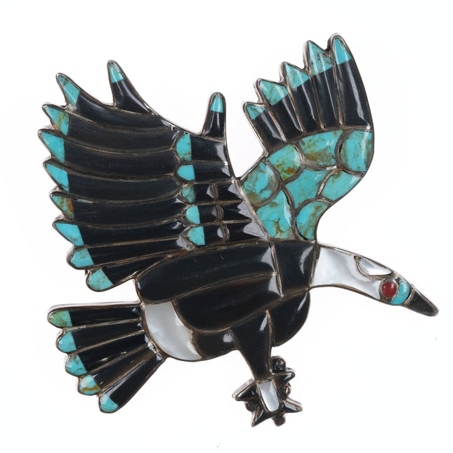 Vintage Zuni Silver eagle bolo tie/pendant