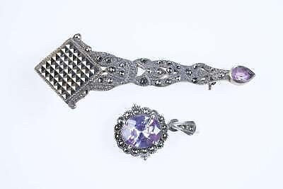 Sterling Marcasite Pendant and brooch