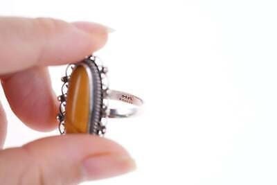 Sz10 Vintage Mexican Sterling Filigree Cats Eye Ring