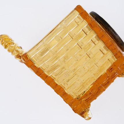 Antique EAPG Amber Bryce wall basket Toothpick holder