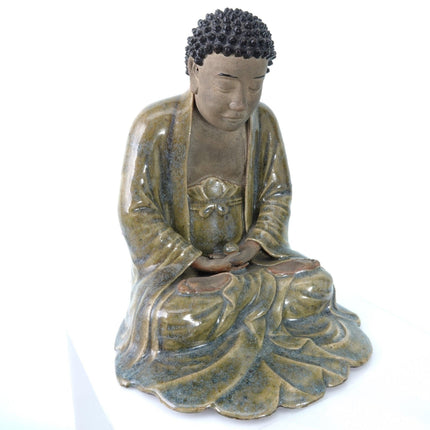 Antique Chinese Shiwan Buddha Figure with Flambe Cloak