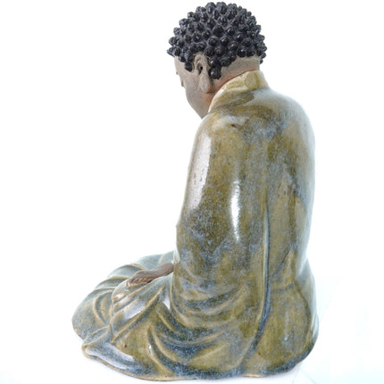 Antique Chinese Shiwan Buddha Figure with Flambe Cloak