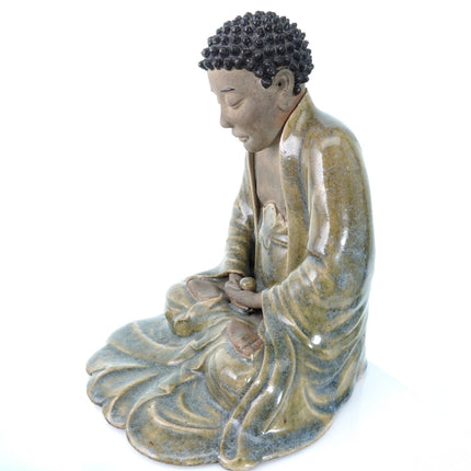 Antique Chinese Shiwan Buddha Figure with Flambe Cloak