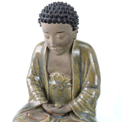 Antique Chinese Shiwan Buddha Figure with Flambe Cloak