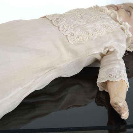 c1880 Wax Head doll in Christening Dress