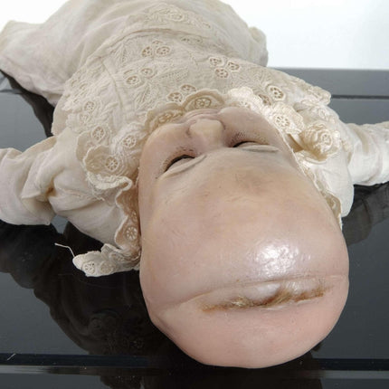 c1880 Wax Head doll in Christening Dress