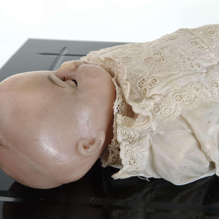 c1880 Wax Head doll in Christening Dress