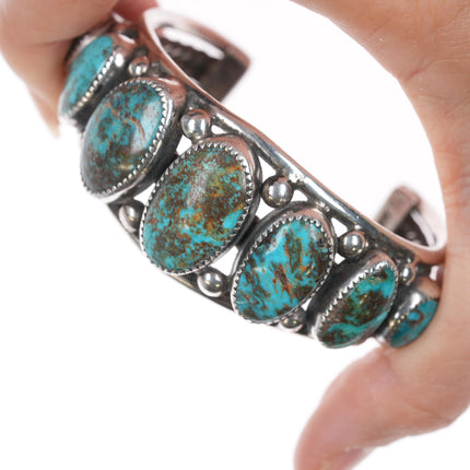 6 3/8" Orville Tsinnie Navajo sterling high grade turquoise bracelet