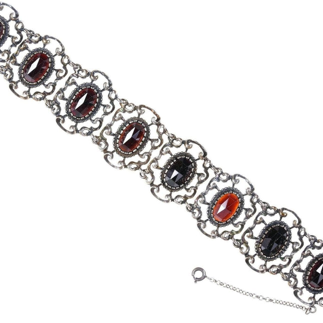 7" 1920's Austrian 800 Silver Garnet Bracelet