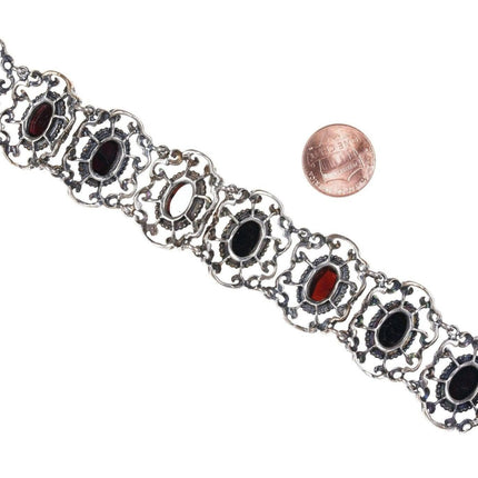 7" 1920's Austrian 800 Silver Garnet Bracelet