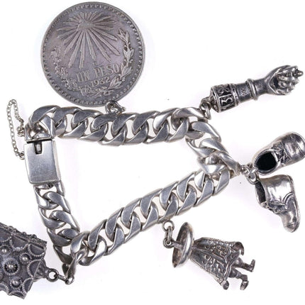 Heavy 6.75" Mexican Sterling Charm bracelet